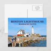 Boston Leuchtturm, Massachusetts Postkarte (Vorne/Hinten)
