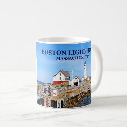 Boston-Leuchtturm, Massachusetts-Tasse Kaffeetasse (VorderseiteRechts)
