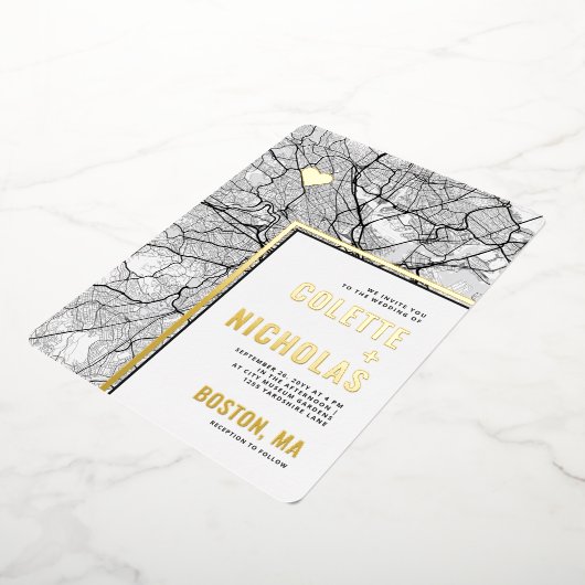 Boston Liebe Locator | City Map Folieneinladung (Gedreht)