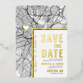Boston Liebe Locator | City Map Save the Date L+L Folieneinladung (Vorderseite)