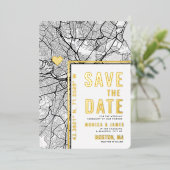 Boston Liebe Locator | City Map Save the Date L+L Folieneinladung (Stehend vorne)