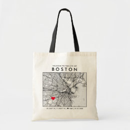 Boston Liebe Locator | City Map Wedding Welcome Tragetasche