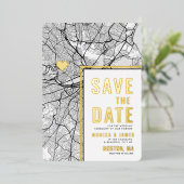 Boston Liebe Locator | Städteplan Save the Date Folieneinladung (Stehend vorne)
