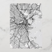 Boston Liebe Locator | Städteplan Save the Date Folieneinladung (Rückseite)