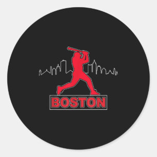 Boston Liebhaber Skyline Retro Baseball Herzschlag Runder Aufkleber