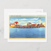 Boston Light, Boston Harbour Vintage Travel Postkarte (Vorne/Hinten)