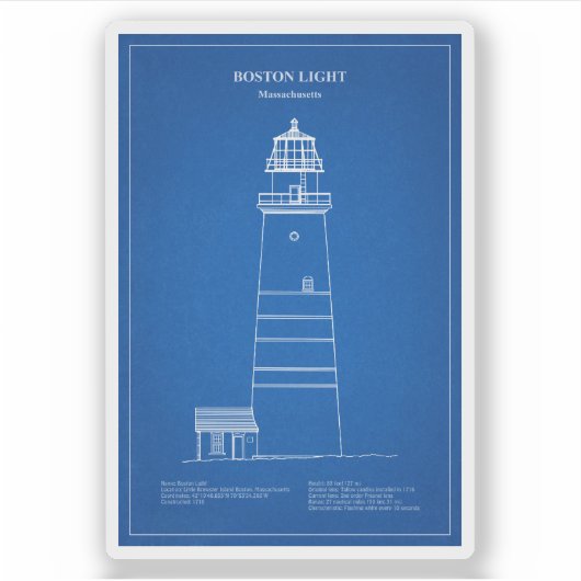 Boston Light Lighthouse - Massachusetts - AD Aufkleber (Vorderseite)
