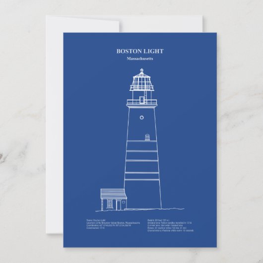 Boston Light Lighthouse - Massachusetts - AD Dankeskarte (Vorderseite)