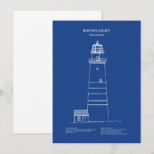 Boston Light Lighthouse - Massachusetts - AD Mitteilungskarte (Vorne/Hinten)