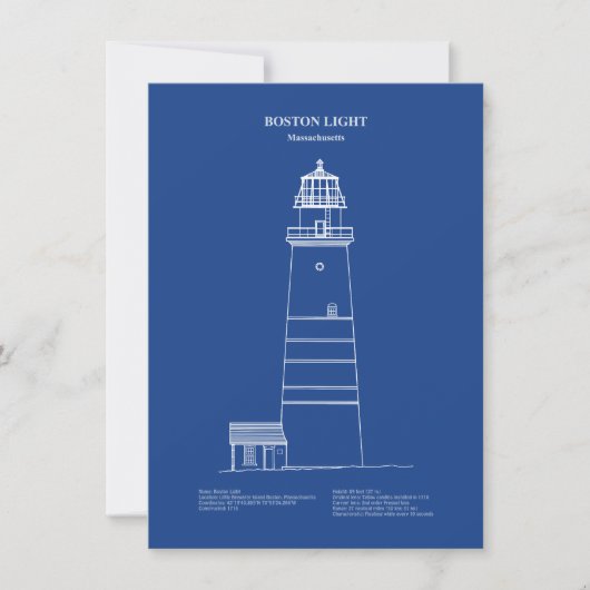 Boston Light Lighthouse - Massachusetts - AD Mitteilungskarte (Vorderseite)