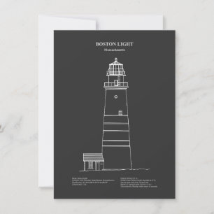 Boston Light Lighthouse - Massachusetts - AD Mitteilungskarte