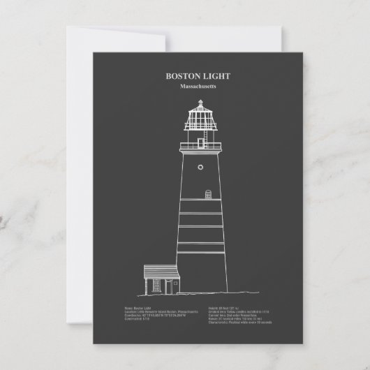 Boston Light Lighthouse - Massachusetts - AD Mitteilungskarte (Vorderseite)