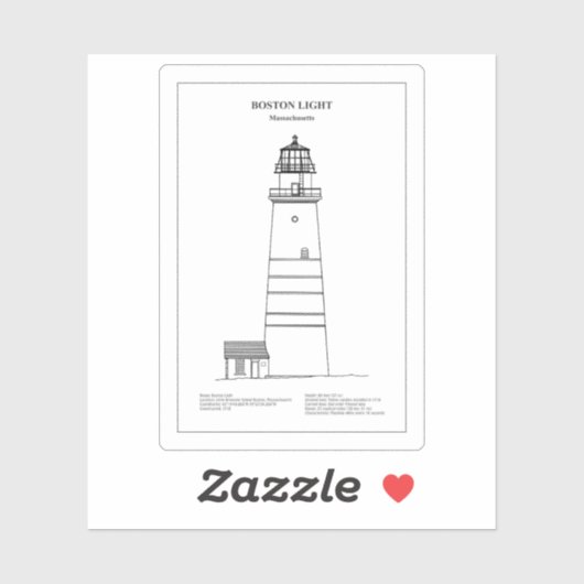 Boston Light Lighthouse - Massachusetts - BD Aufkleber (Blatt)