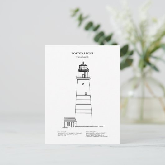 Boston Light Lighthouse - Massachusetts - BD Postkarte (Stehend Vorderseite)