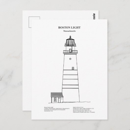 Boston Light Lighthouse - Massachusetts - BD Postkarte (Vorne/Hinten)
