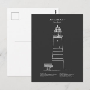 Boston Light Lighthouse - Massachusetts - PD Postkarte
