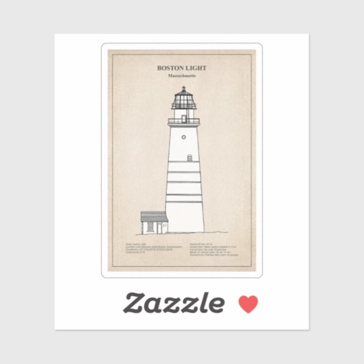 Boston Light Lighthouse - Massachusetts - SBD Aufkleber (Blatt)