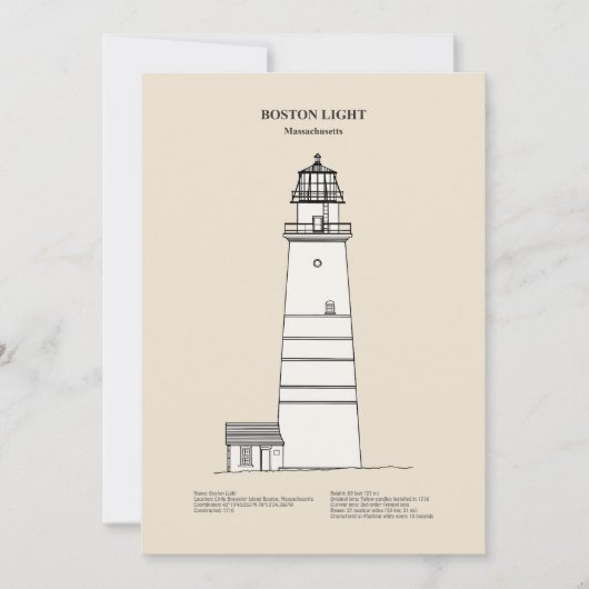 Boston Light Lighthouse - Massachusetts - SBD Dankeskarte (Vorderseite)