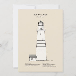 Boston Light Lighthouse - Massachusetts - SBD Dankeskarte