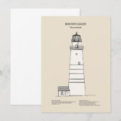 Boston Light Lighthouse - Massachusetts - SBD Mitteilungskarte (Vorne/Hinten)