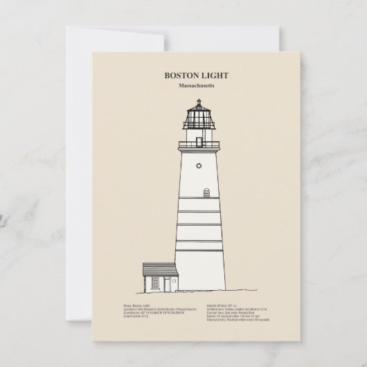 Boston Light Lighthouse - Massachusetts - SBD Mitteilungskarte (Vorderseite)