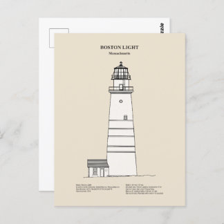 Boston Light Lighthouse - Massachusetts - SBD Postkarte