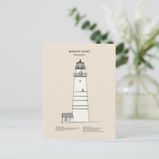 Boston Light Lighthouse - Massachusetts - SBD Postkarte (Stehend Vorderseite)