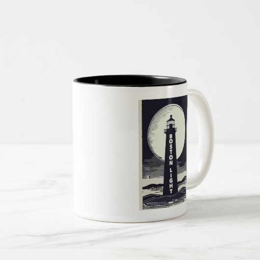 Boston Light Lighthouse Moon Zweifarbige Tasse (VorderseiteRechts)
