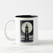 Boston Light Lighthouse Moon Zweifarbige Tasse (Links)