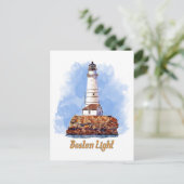 Boston Light Lighthouse Watercolor - Massachusetts Postkarte (Stehend Vorderseite)