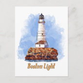 Boston Light Lighthouse Watercolor - Massachusetts Postkarte (Vorderseite)