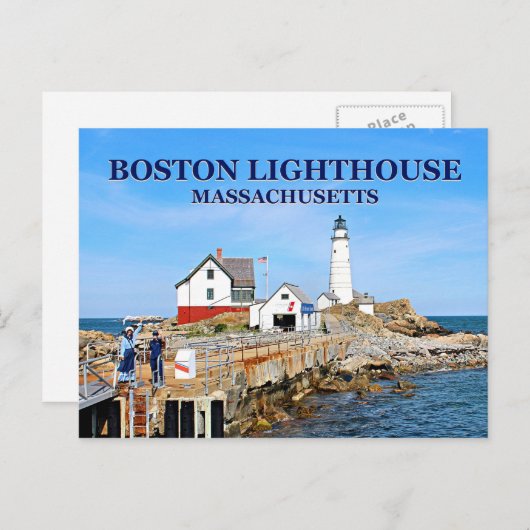 Boston Lighthouse, Massachusetts Postkarte (Vorne/Hinten)