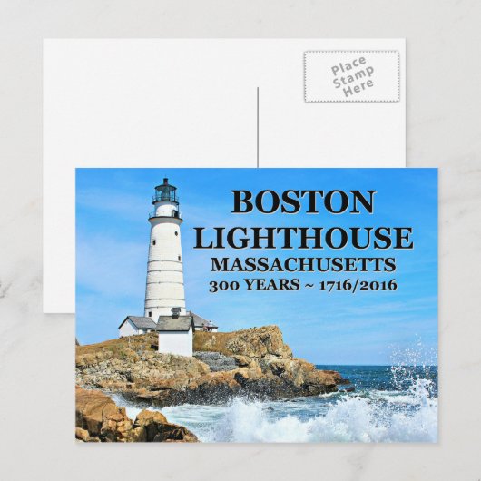 Boston Lighthouse, Massachusetts Postkarte (Vorne/Hinten)