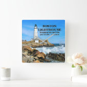 Boston Lighthouse, Massachusetts Quadratische Wanduhr (Zuhause)