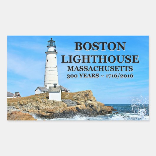 Boston Lighthouse, Massachusetts Rechteckiger Aufkleber (Vorderseite)