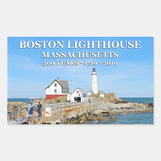 Boston Lighthouse, Massachusetts Rechteckiger Aufkleber (Vorderseite)