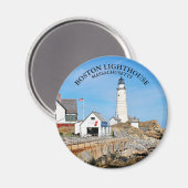 Boston Lighthouse, Massachusetts Round Magnet (Vorderseite/Rückseite)