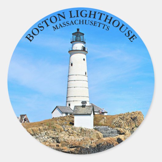 Boston Lighthouse, Massachusetts Round Sticker (Vorderseite)