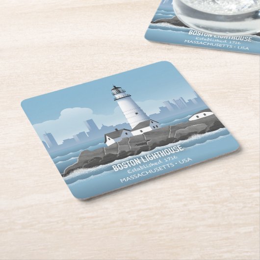 Boston Lighthouse Rechteckiger Pappuntersetzer (angewinkelt)