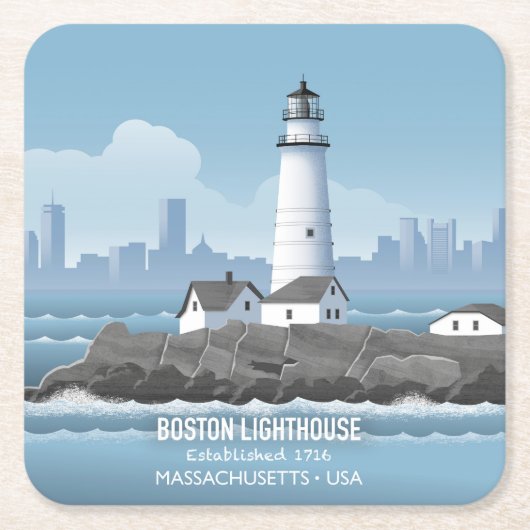 Boston Lighthouse Rechteckiger Pappuntersetzer (Vorderseite)