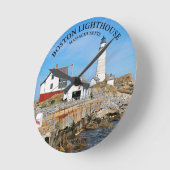 Boston Lighthouse Runde Wanduhr (Winkel)