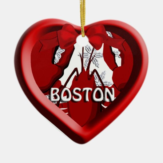 Boston Lobster Heart Christmas Ornament (Vorne)