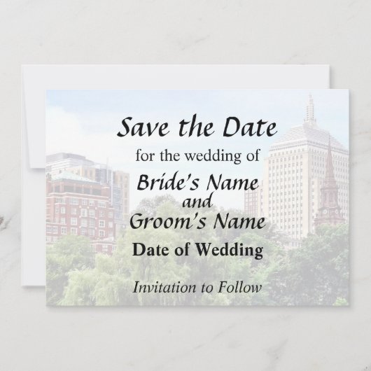 Boston MA - Ausblick vom Boston Public Garden Save The Date (Vorderseite)