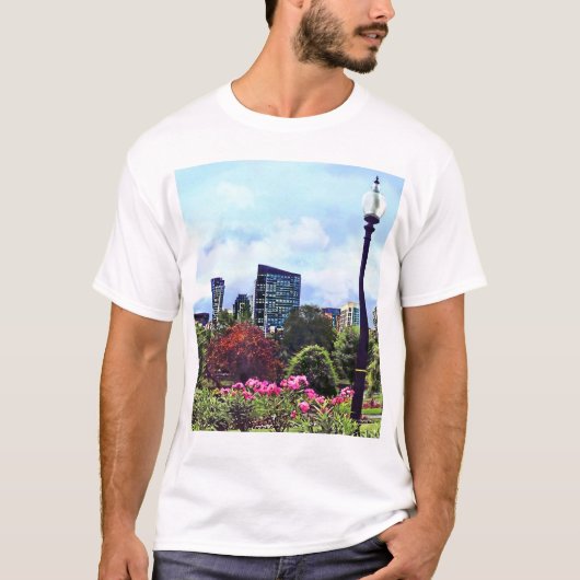 Boston MA - Boston Common und Skyline T-Shirt (Vorderseite)