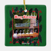 Boston, MA - Frohe Weihnachten Keramikornament (Vorderseite)