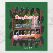 Boston, MA - Frohe Weihnachten Weinetikett (Einzelnes Label)