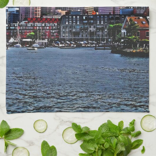 Boston MA - Innerer Hafen Geschirrtuch (Gefaltet)
