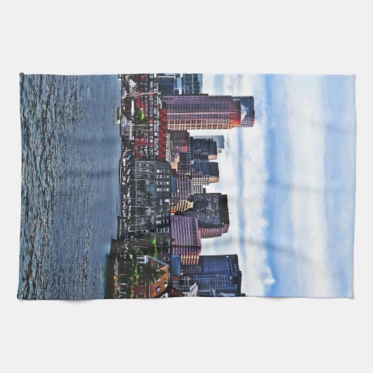 Boston MA - Innerer Hafen Geschirrtuch (Horizontal)