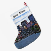 Boston MA - Innerer Hafen Großer Weihnachtsstrumpf (Rückseite (Hängend))