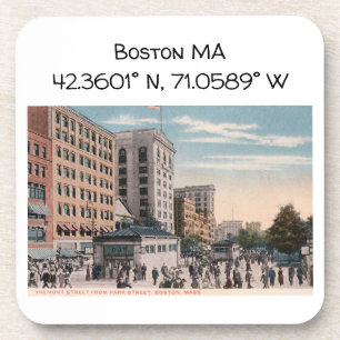 Boston MA Kartenkoordinaten im Vintage-Stil Getränkeuntersetzer
